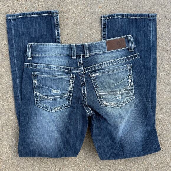 Buckle BKE Culture Distressed Front Boot Cut Blue Jeans 30R BPL1716 - Picture 1 of 10